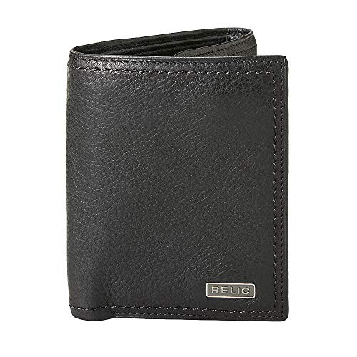 Relic by Fossil Mens Leather Trifold Wallet Mark Black