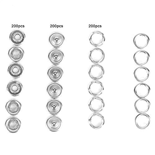 200 Pcs 95mm Metal Snap Hollow Prong Snap Button Fastener Buttons Snap Fasteners Kit Tool for Kid Clothes Jackets Jeans Wears Bracelets Bags