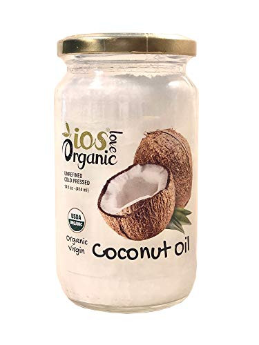 IOS love organic Virgin Coconut Oil  Unrefined Cold Pressed Coconut Oil for Hair Skin and Cooking 14 Fl Oz