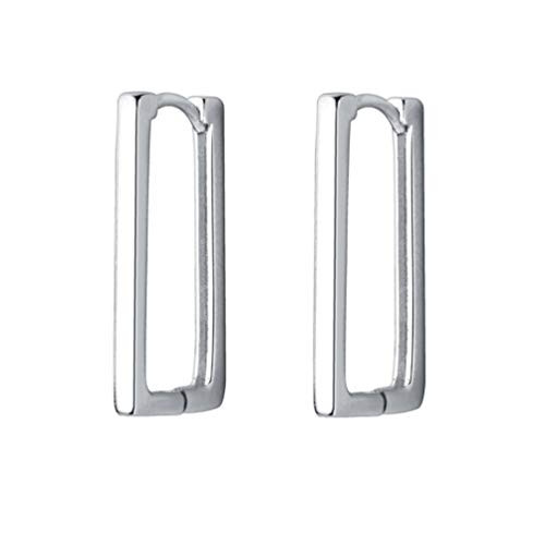Rectangle Minimalist Sterling Silver Small Hoop Earrings for Women Girls Cartilage Dainty Huggie Hoops 20mm Rectangle Minimalist Sterling Silver Small Hoop Earrings for Women Girls Cartilage Dainty Huggie Hoops 20mm