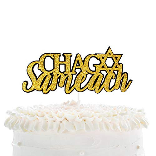 Chag Sameach Cake Topper  Happy Passover Gold Glitter Star Of David Cake Decor  Pesach Jewish Holiday Party Decorations