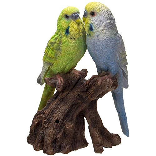 Pacific Giftware Parakeets Perching on Branch with Motion Activated Bird Sound Collectible Figurine