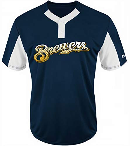 Majestic Milwaukee Brewers Premier Eagle Cool Base Mens 2Button Jersey Small