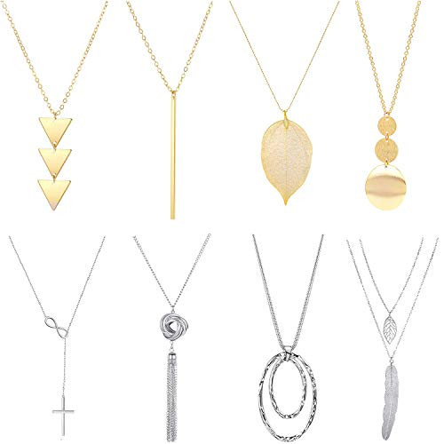 SWEET BELL 8 PCS Long Pendant Necklace for Women Pendant Sweater Chain Necklace Simple Bar Layer Necklace Tassel Y Sweater Necklace SWEET BELL 8 PCS Long Pendant Necklace for Women Pendant Sweater Chain Necklace Simple Bar Layer Necklace Tassel Y Sweater Necklace