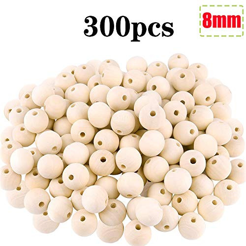 hesmartly 300Pcs 8mm Wood Beads Round Wooden Spacer Beads Unfinished Natural Wood Loose Beads hesmartly 300Pcs 8mm Wood Beads Round Wooden Spacer Beads Unfinished Natural Wood Loose Beads