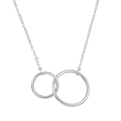 JIAHATE Stainless Steel Two Circle Pendant Necklace for Women Double Rings Interlocking Circles Infinity Linked Rings Generation Best Friendship Necklaces for WomenSilver JIAHATE Stainless Steel Two Circle Pendant Necklace for Women Double Rings Interlocking Circles Infinity Linked Rings Generation Best Friendship Necklaces for WomenSilver