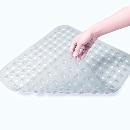 XIYUNTE Square Shower Mats Non Slip Bath Mats Thicken Bathtub Mat with Suction Cup Shower Safety Mats Rubber Bath Tub Mat Shower Mat with Drain Holes 53 ?53cm21 ?21 Machine Washable White