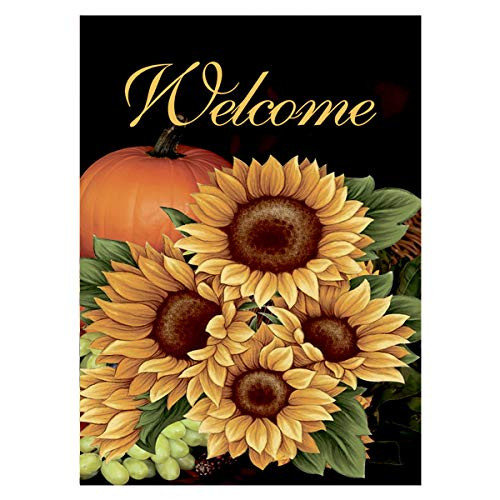 Morigins Welcome Fall Sunflower House Flag Double Sided Autumn Pumpkin Outdoor Flag 28 x 40 Inch