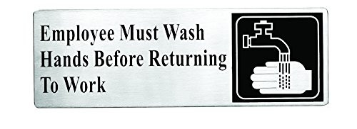TableCraft Products B22 Stainless Steel Sign Employee Must Wash Hands 3 x 9