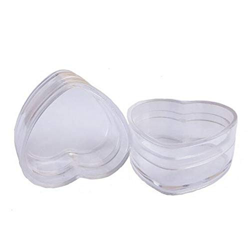 4ml 014oz Mini Empty Clear Refillable Plastic Heart Shape Pot Jars Bottles Make up Cosmetic Sample Containers with Lids for Nail Powder Eye Shadows Lip Balm Face Creams Sampling Pack of 50