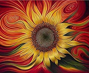 OOUNCY 5D DIY Diamond Painting Flaming Sunflower Embroidery Full Square Diamond Cross Stitch Rhinestone Mosaic Painting Home Decor Gift