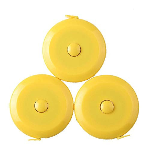 3 Pack Tape Measure 150 cm 60 Inch Push Button Tape Body Measuring Soft Retractable for Sewing DoubleSided Tailor Cloth Ruler Yellow by BUSHIBU 3 Pack Tape Measure 150 cm 60 Inch Push Button Tape Body Measuring Soft Retractable for Sewing DoubleSided Tailor Cloth Ruler Yellow by BUSHIBU