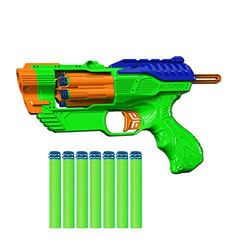 Dart Zone Blitzfire Quickshot AutoAdvance Rotating Cylinder Dart Blaster with 6 Universal WaffleTip Darts