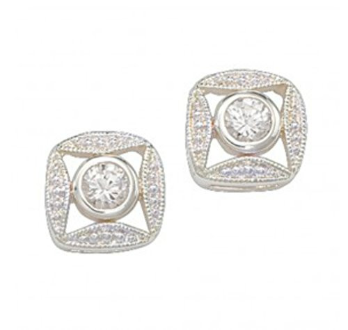 Montana Silversmiths Womens Square Crystal Earrings Silver