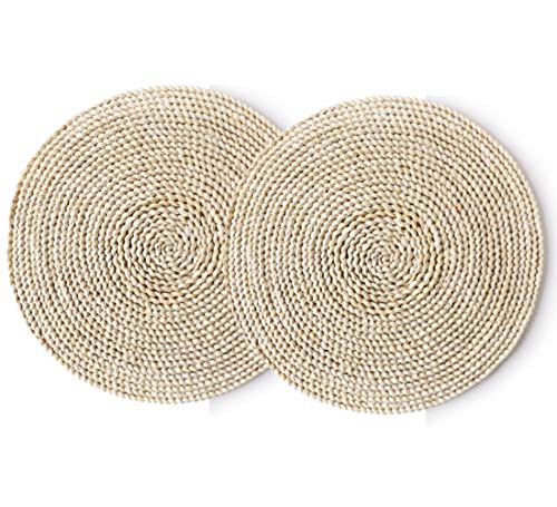 Topwv Woven Placemats for Dining Table Set of 2 Corn Husk Weave Placemat Round Rattan Placemats Straw Woven Tablemats Braided for Kitchen Table 137835cm Topwv Woven Placemats for Dining Table Set of 2 Corn Husk Weave Placemat Round Rattan Placemats Straw Woven Tablemats Braided for Kitchen Table 137835cm