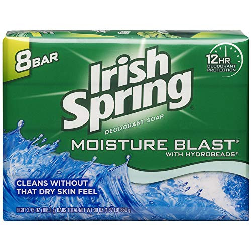 Irish Spring Deodorant Bar Soap Moisture Blast 375 Ounce Bars 8Count