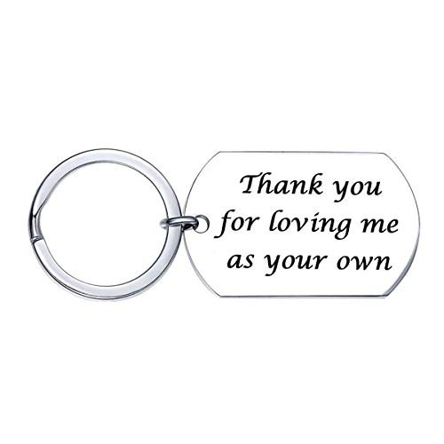 XGAKWD Fathers Day Gifts from Daughter Son Birthday Christmas Keychain Gift for Dad Papa  Thank You for Loving Me as Your Own
