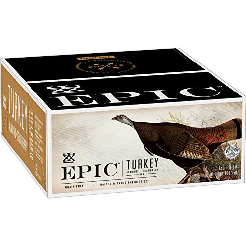 EPIC Turkey Almond Cranberry Protein Bars Whole30 12 Count Box 15oz bars