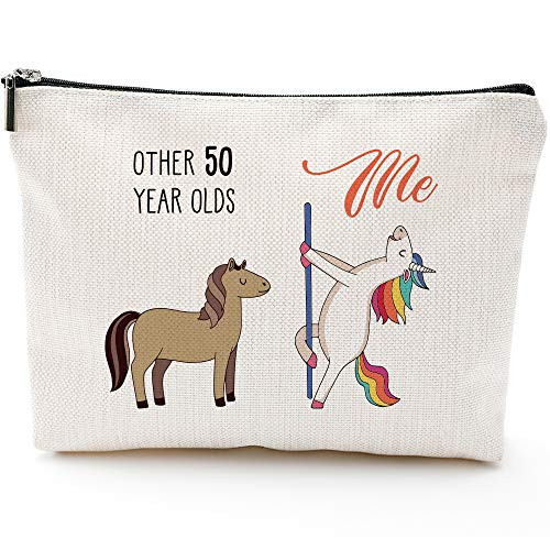 50th Birthday Gifts for Women  1970 Birthday Gifts for Women 50 Years Old Birthday Gifts Makeup Bag for Mom Wife Friend Sister Her Colleague CoworkerMakeup bag50th Unicorn