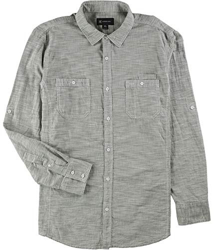 INC Mens XXL Button Down Chambray DualPocket Shirt Gray 2XL