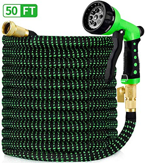 HBlife 50ft Garden Hose All New 2020 Expandable Water Hose with 34 Solid Brass Fittings Extra Strength Fabric  Flexible Expanding Hose with Free Water Spray Nozzle