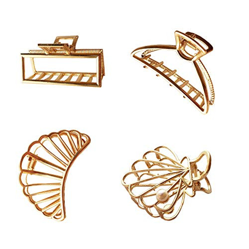 YMAISS 4 Pcs Large Metal Claw Hair Clips Pearl Hollow Jaw Barrettes Hair Catch Barrette Jaw Clamp Hair Accessory NonSlip Grip Jaw Clips for Fixing Hair For ladieswomengirls Hairpins YMAISS 4 Pcs Large Metal Claw Hair Clips Pearl Hollow Jaw Barrettes Hair Catch Barrette Jaw Clamp Hair Accessory NonSlip Grip Jaw Clips for Fixing Hair For ladieswomengirls Hairpins