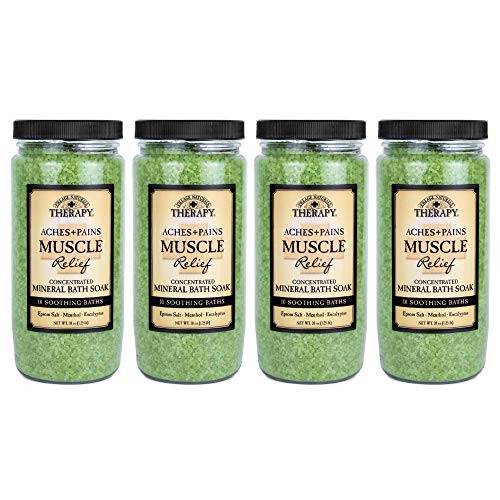 Village Naturals Therapy Mineral Bath Soak Aches and Pains Muscle Relief 20 oz Pack of 4