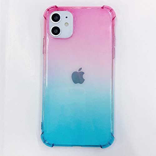 DYtech Case for iPhone 11 Ultra Thin Slim Soft TPU Flexible Protective Case Shockproof AntiScratch Case Cute Gradient Colorful Reinforced Corners Shockproof Case for iPhone 11 61 inch Pink Blue