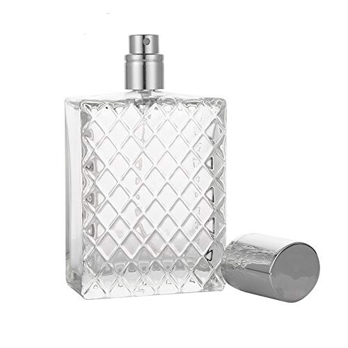 1PCS 100ml34Oz Clear Glass Fine Mist AtomizerPortable Square Refillable Empty Perfume Essential Oils Spray Bottle Travel Atomizer Dispenser Fragrance Bottle