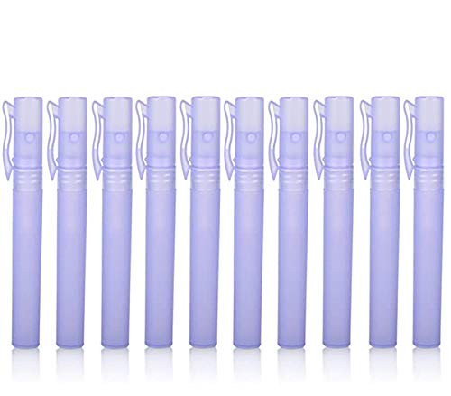 10ml Pen Clip Fine Mist10 Pcs Plastic Frosted Atomizer Vials Empty Portable Refillable Pump Spray Bottle Perfume hand Sample Tube Travel Makeup Container Purple