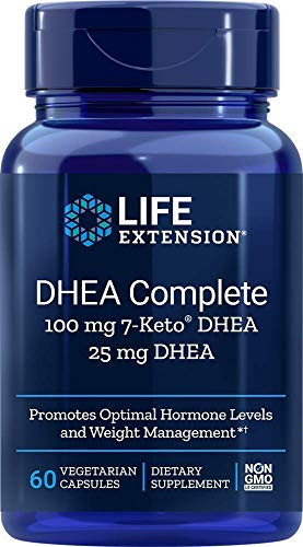 Life Extension Dhea Complete 7Keto Dhea 100 mg and Dhea 25 mg 60 Vegetarian Capsules