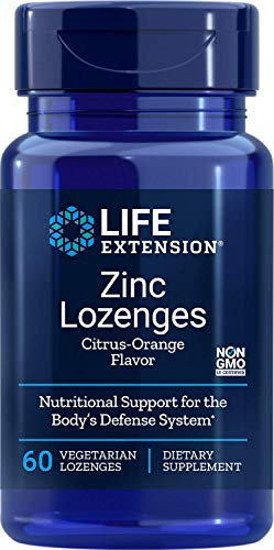 Life Extension Zinc Lozenges Natural CitrusOrange Flavor 60 Vegetarian Capsules