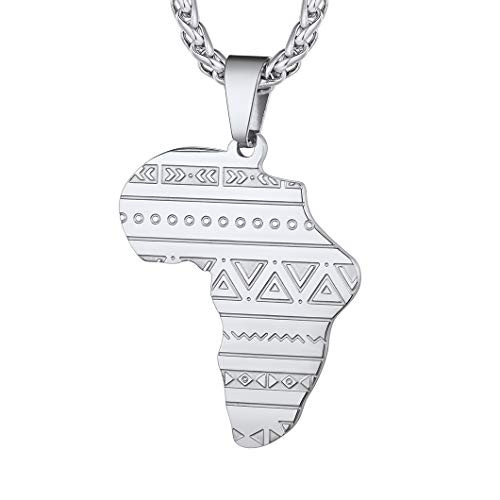 Richsteel Retro African Map Pendant Necklace for Women Men Stainless Steel Africa Charm with Chain Hip Hop Jewelry Richsteel Retro African Map Pendant Necklace for Women Men Stainless Steel Africa Charm with Chain Hip Hop Jewelry