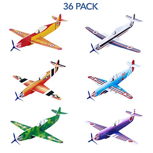 Toyvian Bulk Glider Planes Foam Glider Airplane Throwing Foam Plane Bulk Party Favors Outdoor Funny Toys for Kids Pack of 36pcs