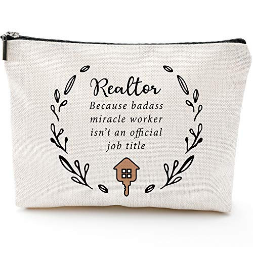 Realtor GIfts for Women Makeup Bag Gifts Realtor Miracle Worker Job Title Real Estate Agent Novelty Makeup Bag Gift Idea For Men Women Coworkers