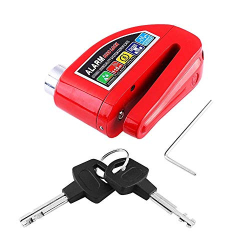 Minglang Motorcycle Disc Brake Lock AntiTheft Waterproof 110dB Alarm Sound and 6mm Pin Disc Brake Wheel Security Lock for Motorbike Bike Scooter Red Minglang Motorcycle Disc Brake Lock AntiTheft Waterproof 110dB Alarm Sound and 6mm Pin Disc Brake Wheel Security Lock for Motorbike Bike Scooter Red