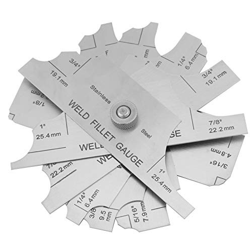Fillet Welding Inspection Gauge 7Pcs Fillet Weld Gauge Gage Set Stainless Steel Test Ulnar Metric  Inch  Perfect for checking Leg Length and Throat Thickness for Professional Welders