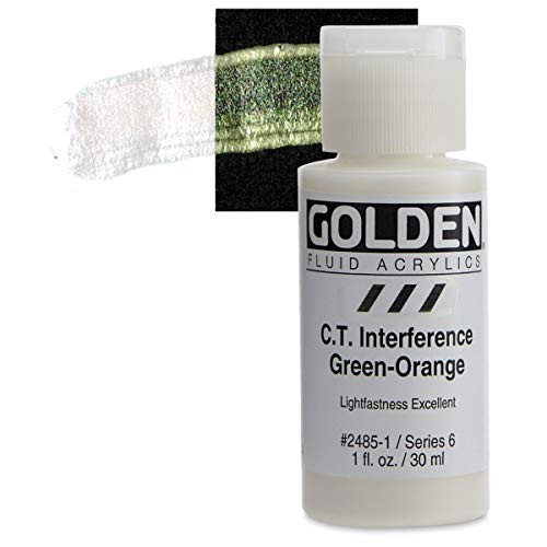Golden Fluid Interference Acrylics  CT Interference GreenOrange  1 oz Bottle