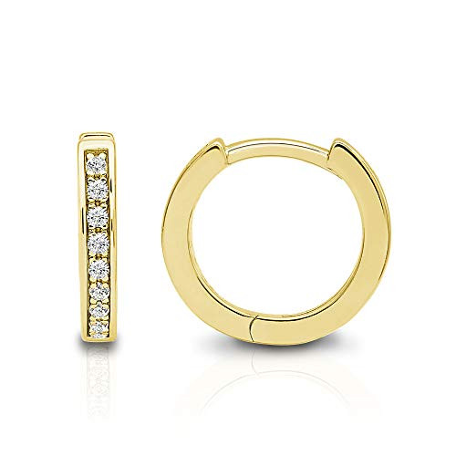 Spoil Cupid 14k Gold Plated Sterling Silver Cubic Zirconia Small Hoop Earrings For Women Huggie Hoop Ear Cuff Earrings 10mm Spoil Cupid 14k Gold Plated Sterling Silver Cubic Zirconia Small Hoop Earrings For Women Huggie Hoop Ear Cuff Earrings 10mm