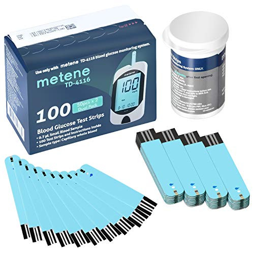 Blood Glucose Test Strips Diabetic Test Strips for Blood Sugar Diabetic Supplies 100 Count Compatible with Metene TD4116 Glucometer Accurate and High Sensitivity Blood Glucose Test Strips Diabetic Test Strips for Blood Sugar Diabetic Supplies 100 Count Compatible with Metene TD4116 Glucometer Accurate and High Sensitivity