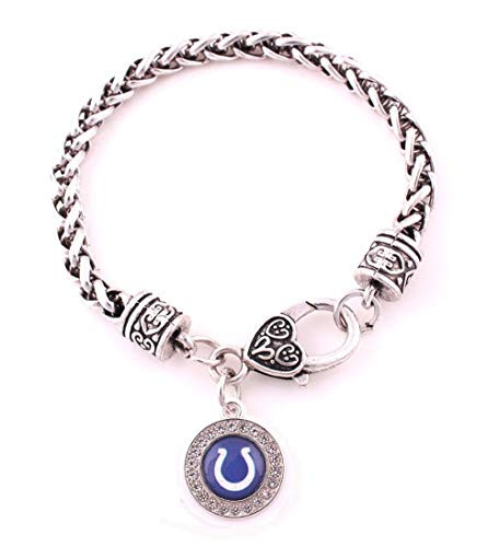 J aS Indianapolis Colts Zinc Alloy Bracelet with Round Rhinestone Buckeyes Charm 7 inch