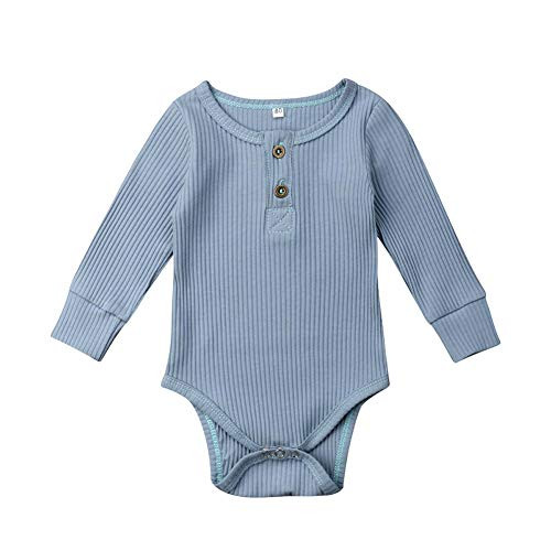JRPONY Newborn Clothes Knit Romper Long Sleeve Baby Boys Girls Solid Color Bodysuit Jumpsuit Blue 1218 Months