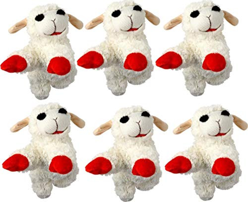 Multipet Lambchop Plush Dog Toy 6 with Squeaker SizePack of 6