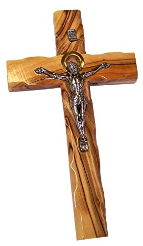 Olive wood Crucifix with Holy Land Soil sample  8 Inches