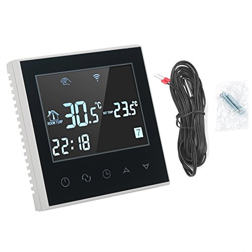 Programmable WIFI Heating Thermostat Wireless Digital LCD Touch Screen App Control Temperature Controller 110VBlack