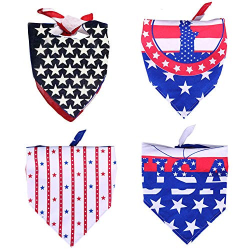 4Pcs American Flag Dog Bandanas Dog Bandana for Dog 4th of July Independence Day Puppy Bandana Scarf Dog Triangle Bibs Kerchief Set for Small Medium Large Dogs Cats Pets 4Pcs American Flag Dog Bandanas Dog Bandana for Dog 4th of July Independence Day Puppy Bandana Scarf Dog Triangle Bibs Kerchief Set for Small Medium Large Dogs Cats Pets