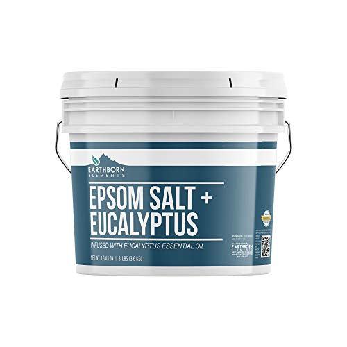 Eucalyptus Epsom Salt 1 Gallon Bucket by Earthborn Elements Infused with Eucalyptus Essential Oil Fight Colds Foot Soak Natural Decongestant Aromatherapy