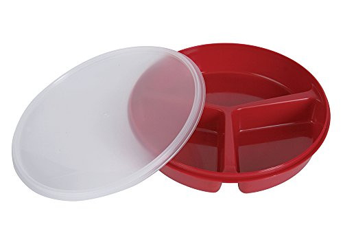 Partitioned Scoop Dish with Lid  Red