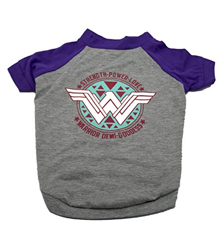 DC Comics Wonder Woman Logo Dog Tee  Superhero TShirt for Dogs XSmall Gray