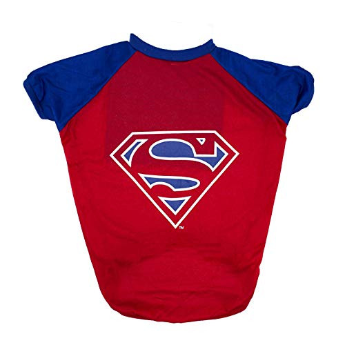 DC Comics Superman TShirt for Dogs  Superman Logo Dog Tee  Red  Navy Medium